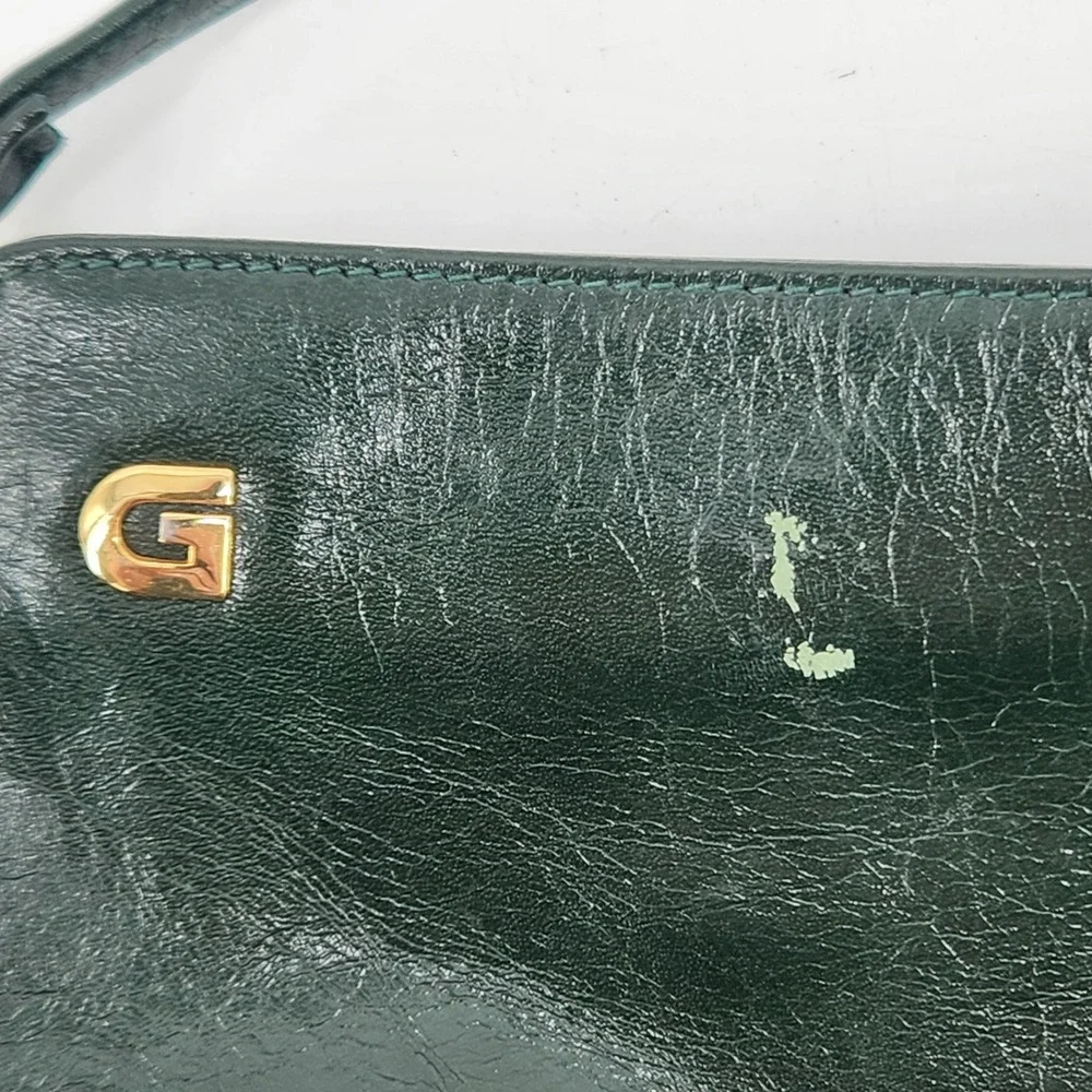 Vintage Ganson Crossbody Bag‎ Green Faux Leather Hong Kong Small Purse